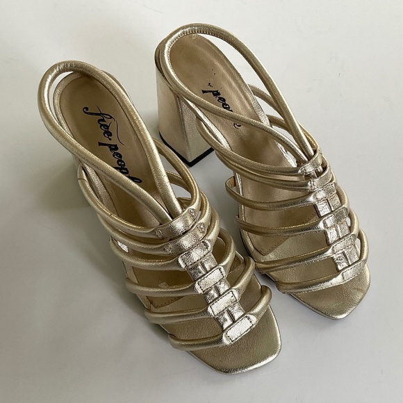 FREE PEOPLE Colette Cinched Heels Sandals Champagne Size EU 40 - Picture 5 of 13